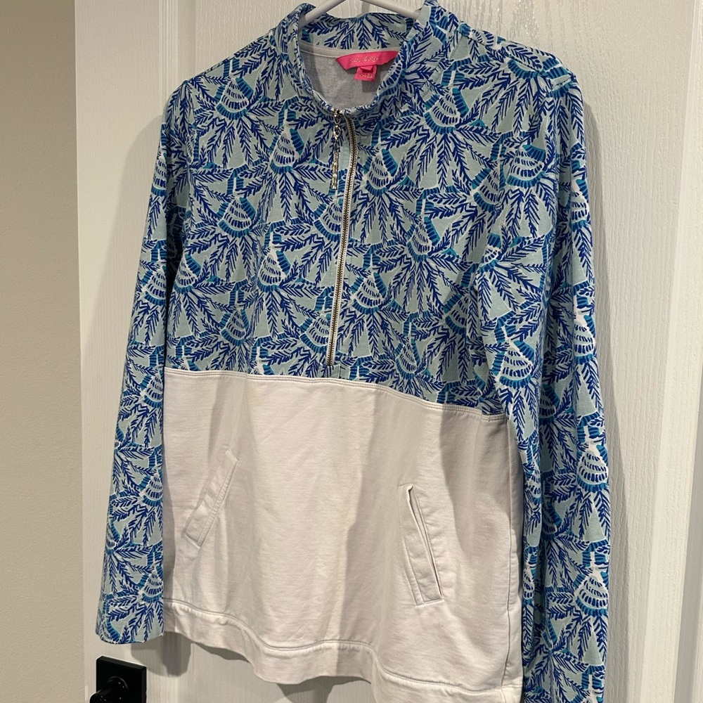 Lilly Pulitzer Half Zip Pullover With Gold Accents